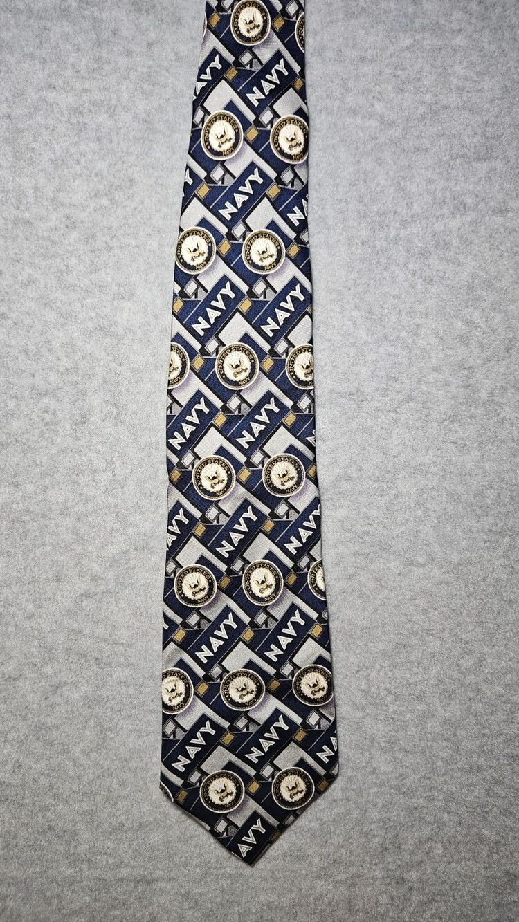 Larson U.S. Navy Men's 100% Silk Necktie Military Seal Blue Gold Tie